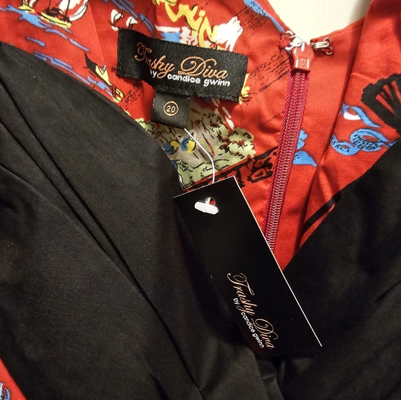 Trashy Diva Honey Baby Dress In Red Fans MULTIPLE SIZES Brand New! - Picture 3 of 11